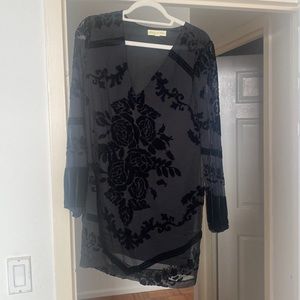 Staring at the Stars - Sheer & Velvet Black Cocktail Dress